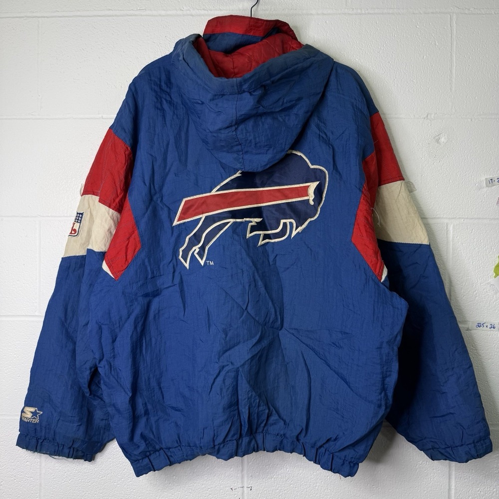 Vintage 90s Buffalo Bills NFL Starter Football Puffer Jacket Coat Men Size L